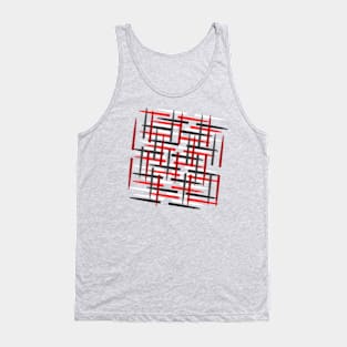 connections abstract digital art in red white black and grey Tank Top